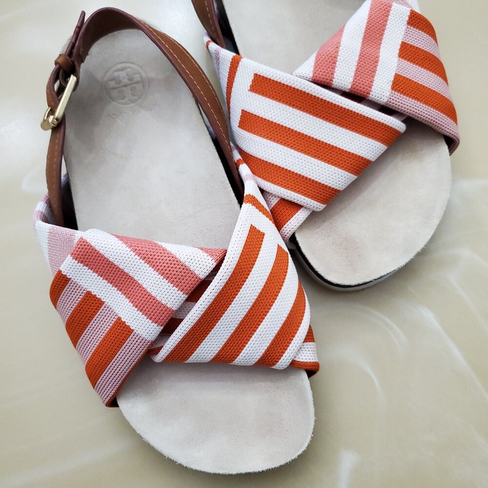 Tory Burch Corey Multi Patchwork Stripe Flatform … - image 1